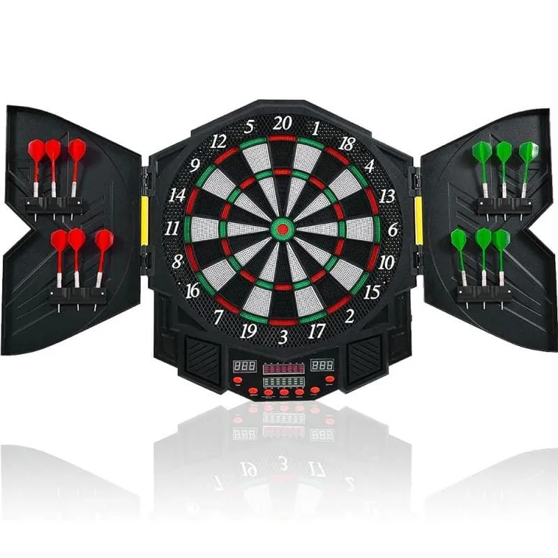 Exclusive Compact Electronic Game Room Dart Board Cabinet Set