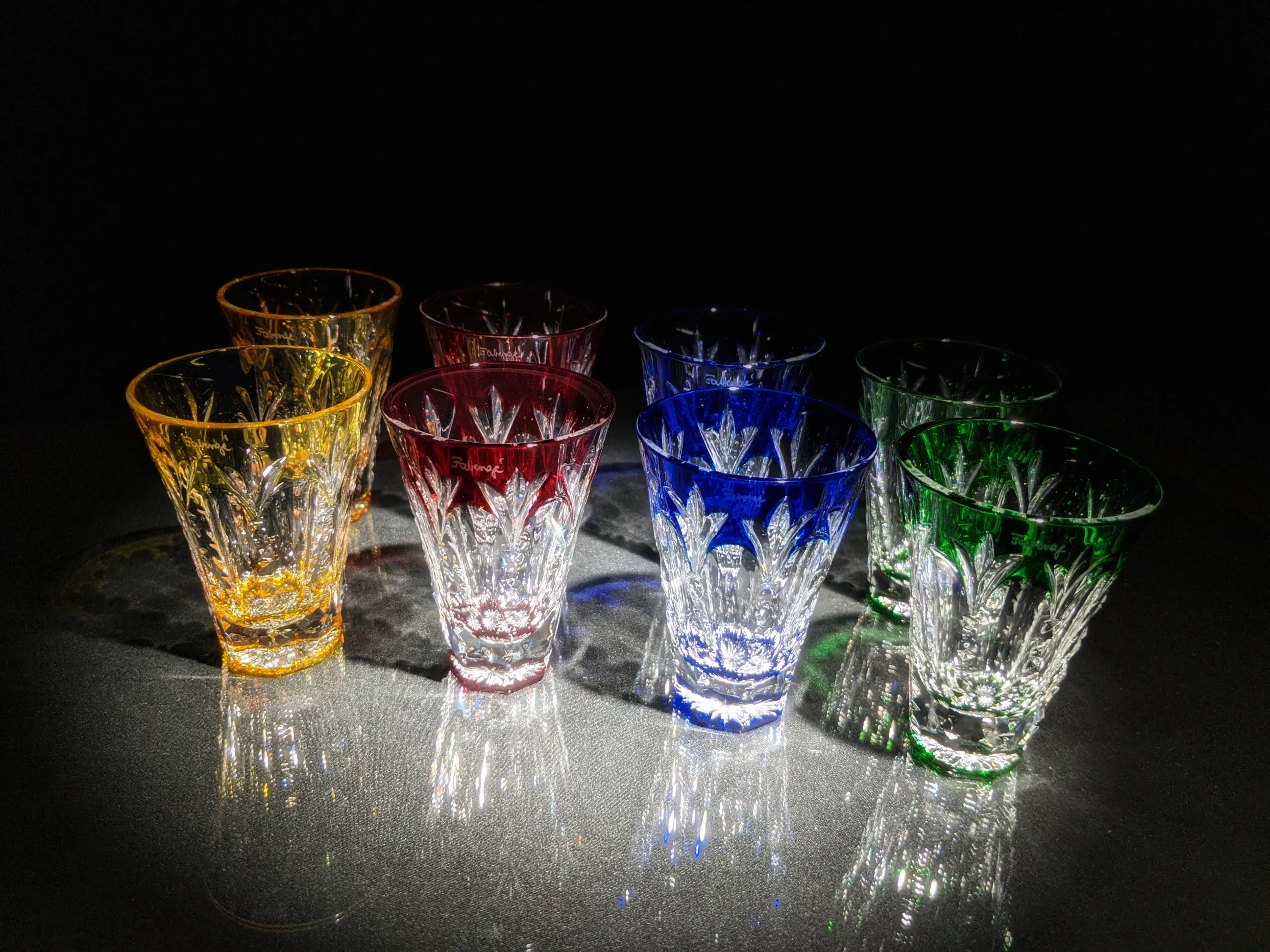 Faberge Crystal Ice Bucket with shot glasses