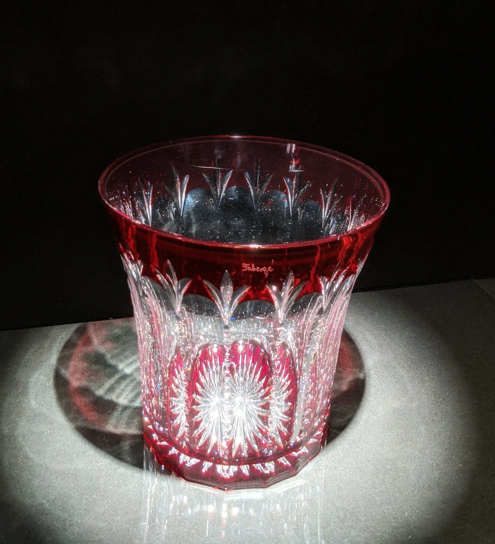 Faberge Crystal Ice Bucket with shot glasses