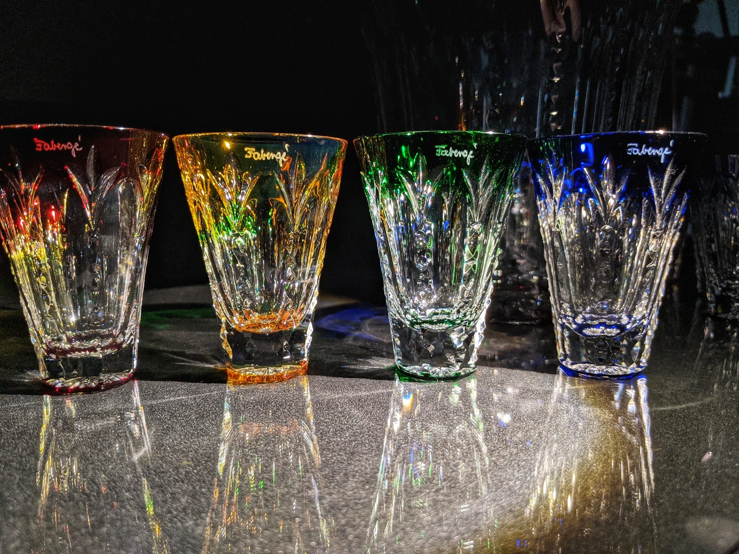 Faberge Crystal Ice Bucket with shot glasses