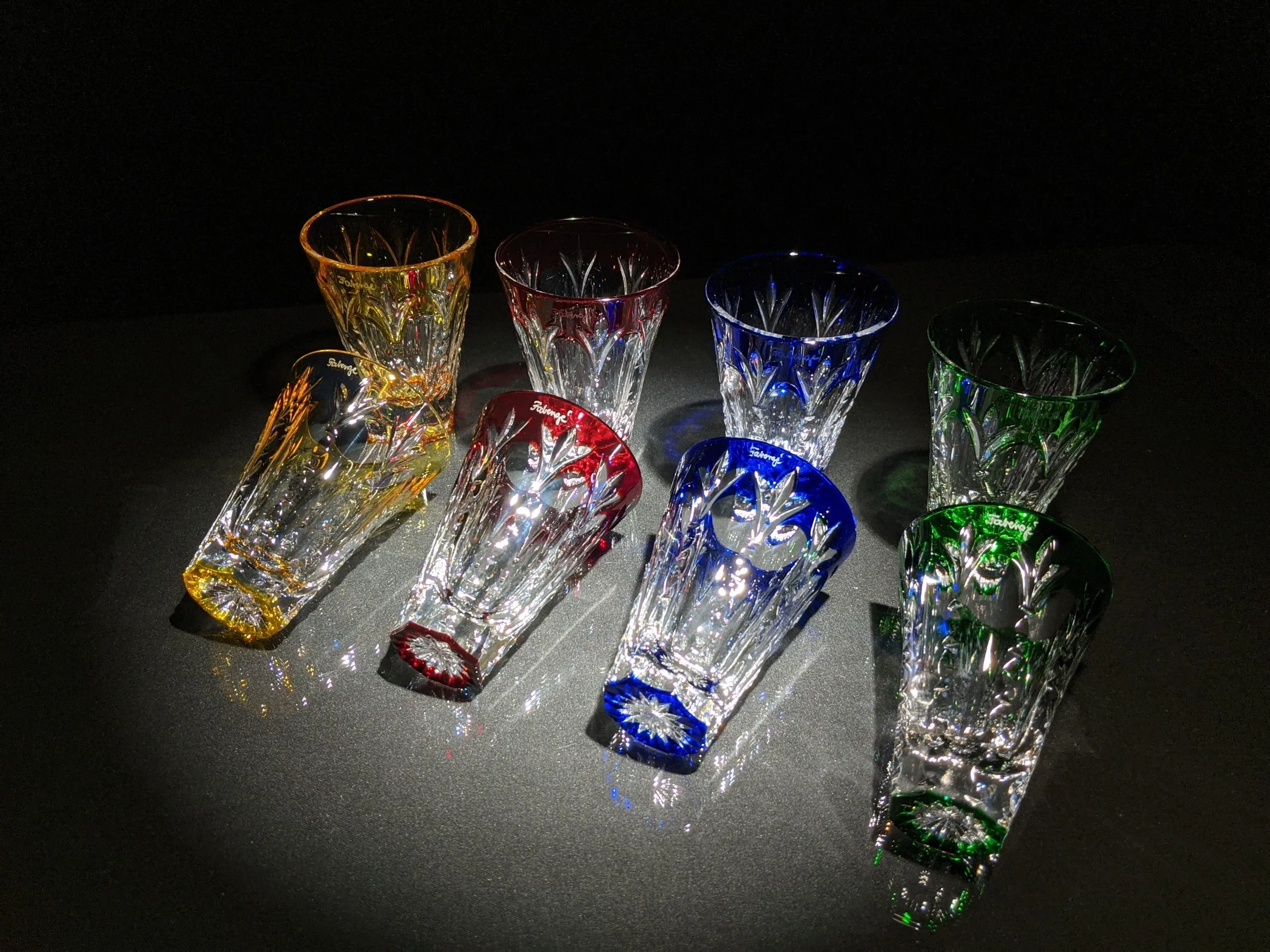 Faberge Crystal Ice Bucket with shot glasses