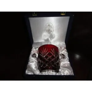 FABERGE ODESSA RUBY RED CASED CUT TO CLEAR CRYSTAL ICE BUCKET