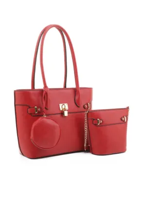 Faux Leather 3 Piece Handbag Set