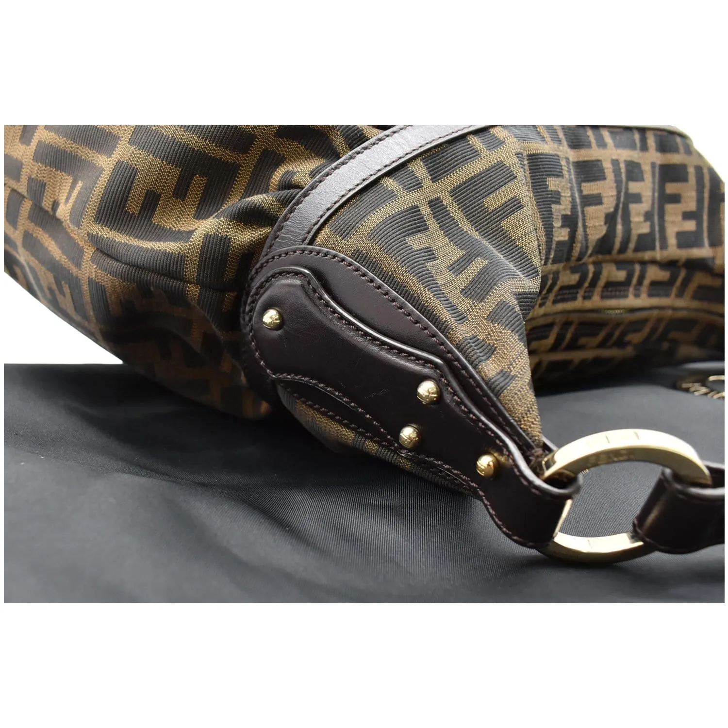 FENDI Chef Zucca Canvas Hobo Bag Brown