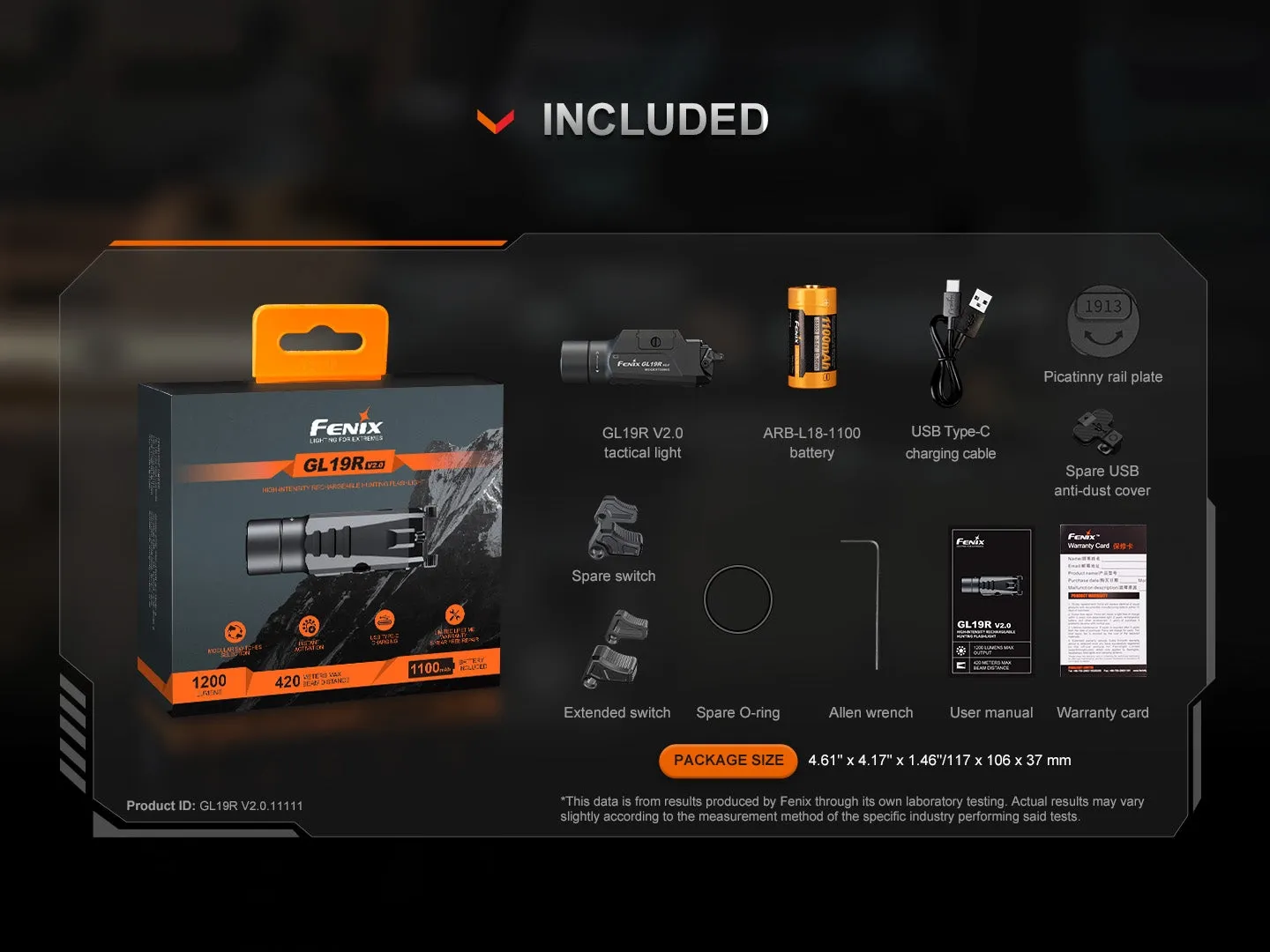FENIX GL19R V2.0 RECHARGEABLE TAC LIGHT