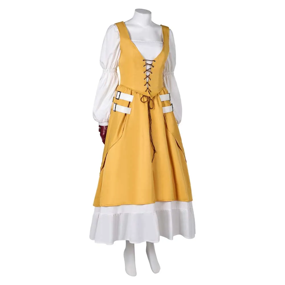 Final Fantasy VII Aerith Gainsborough Yellow Dress Set Cosplay Costume Outfits Halloween Carnival Suit