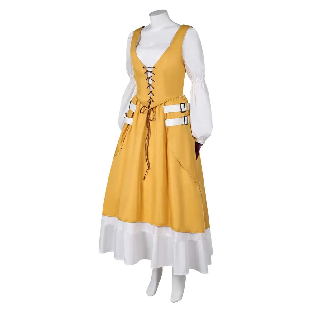 Final Fantasy VII Aerith Gainsborough Yellow Dress Set Cosplay Costume Outfits Halloween Carnival Suit