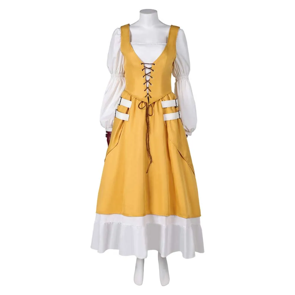 Final Fantasy VII Aerith Gainsborough Yellow Dress Set Cosplay Costume Outfits Halloween Carnival Suit