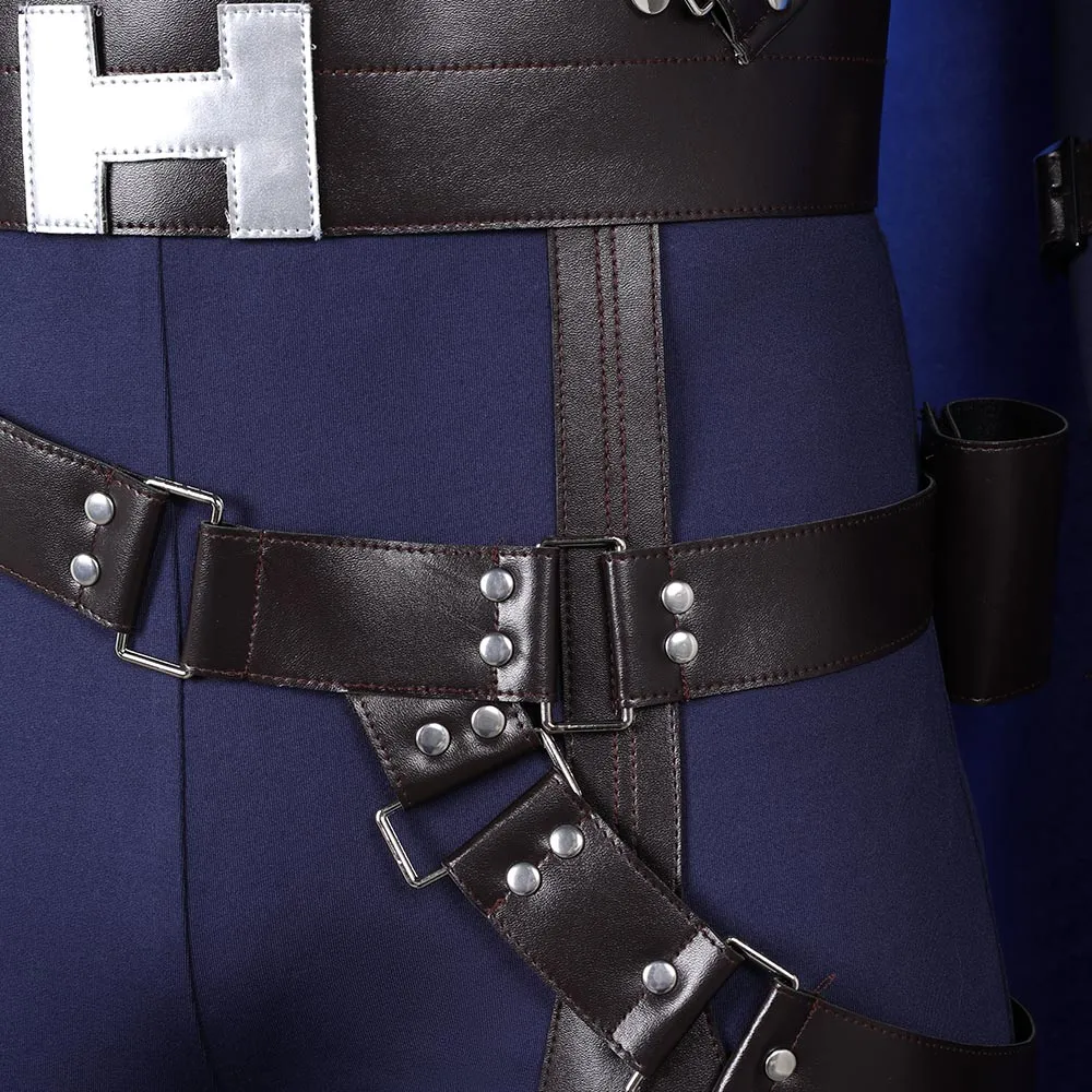 Final Fantasy VII Rebirth Cloud Strife Blue and Black Combat Suit Set Cosplay Costume Outfits Halloween Carnival Suit