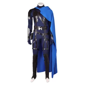 Final Fantasy VII Rebirth Cloud Strife Blue and Black Combat Suit Set Cosplay Costume Outfits Halloween Carnival Suit