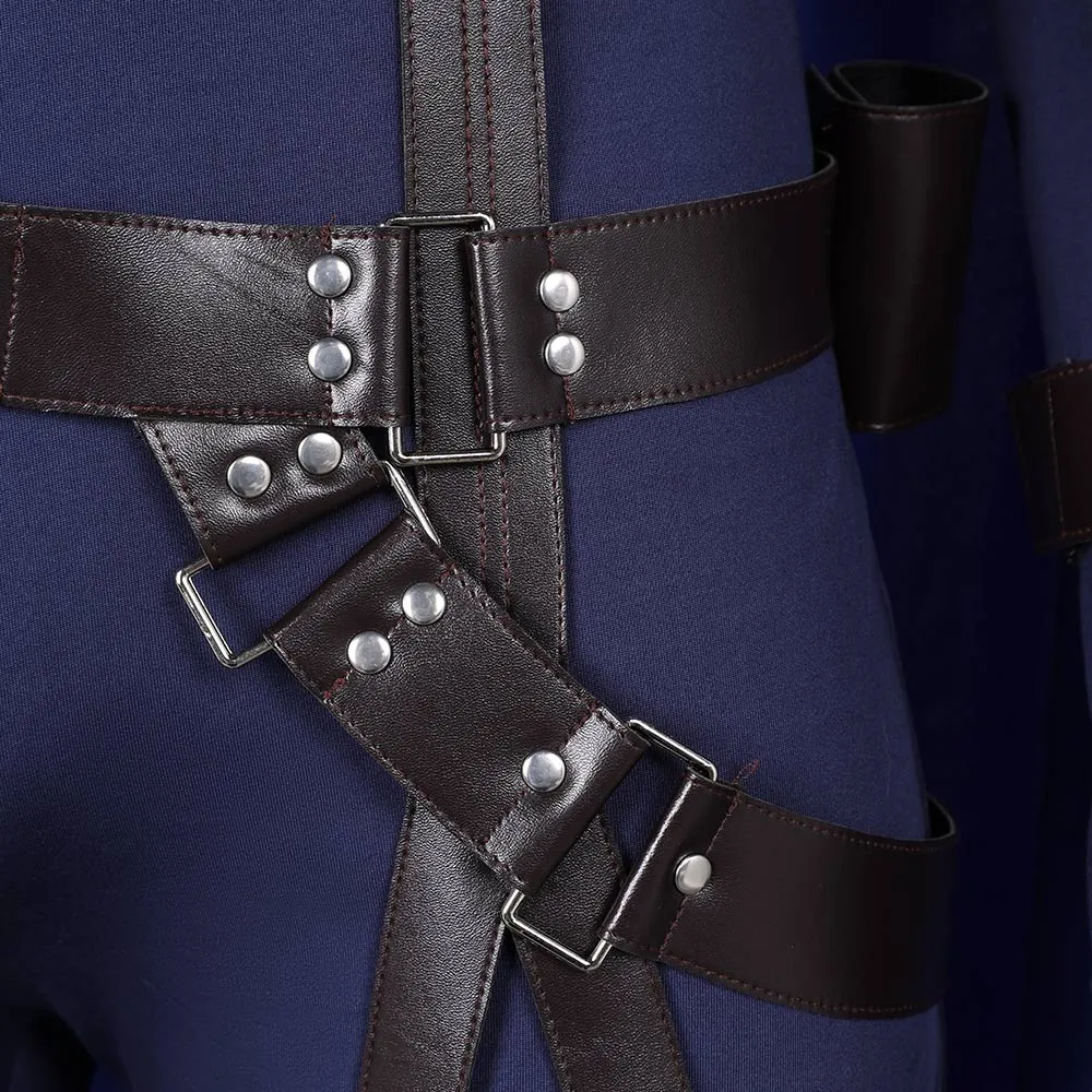 Final Fantasy VII Rebirth Cloud Strife Blue and Black Combat Suit Set Cosplay Costume Outfits Halloween Carnival Suit