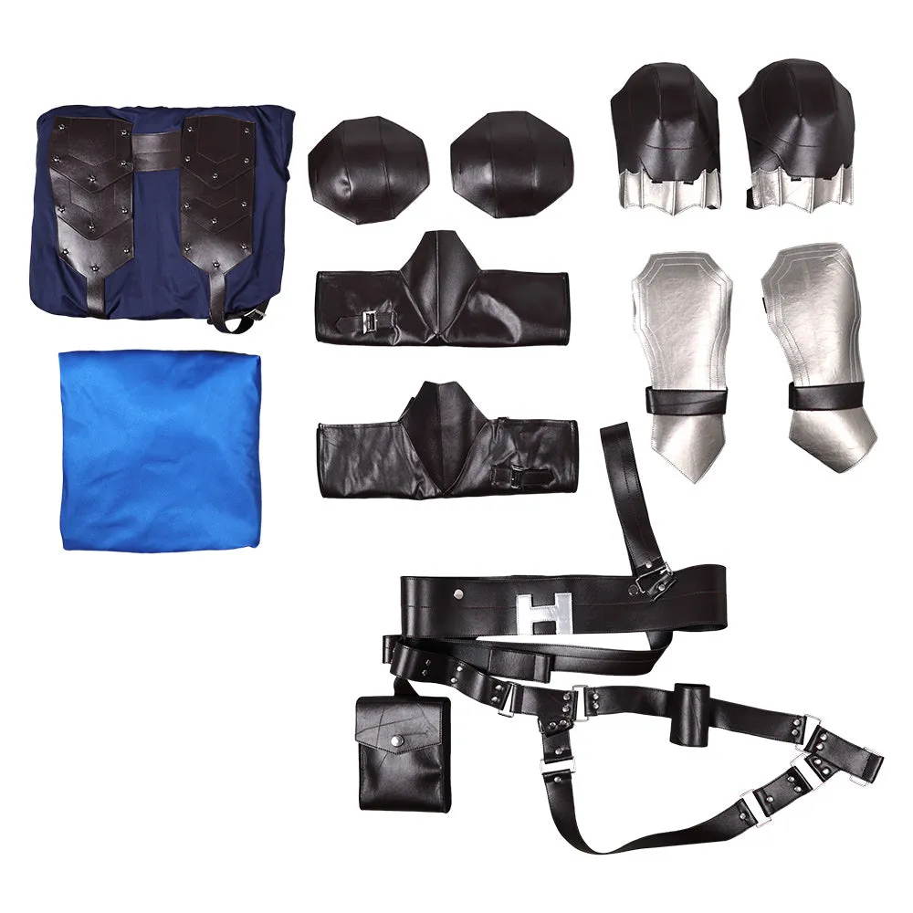 Final Fantasy VII Rebirth Cloud Strife Blue and Black Combat Suit Set Cosplay Costume Outfits Halloween Carnival Suit