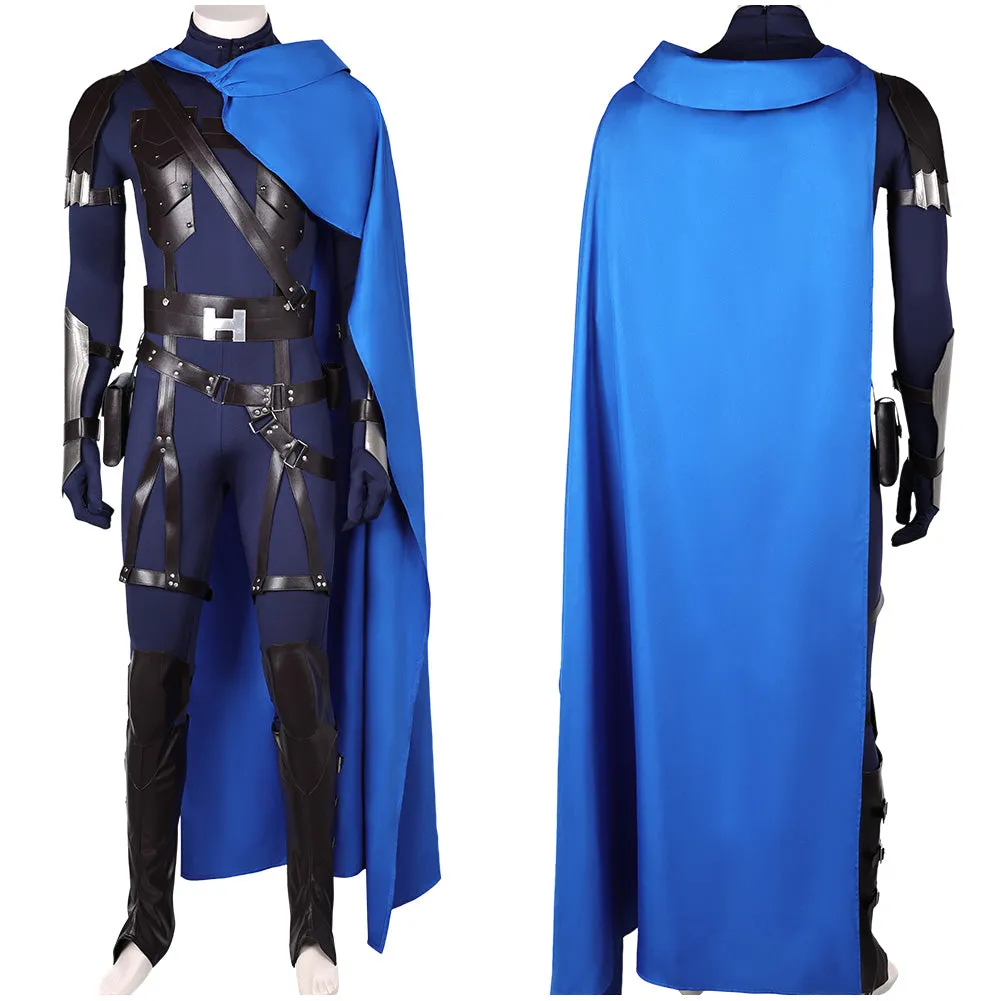 Final Fantasy VII Rebirth Cloud Strife Blue and Black Combat Suit Set Cosplay Costume Outfits Halloween Carnival Suit