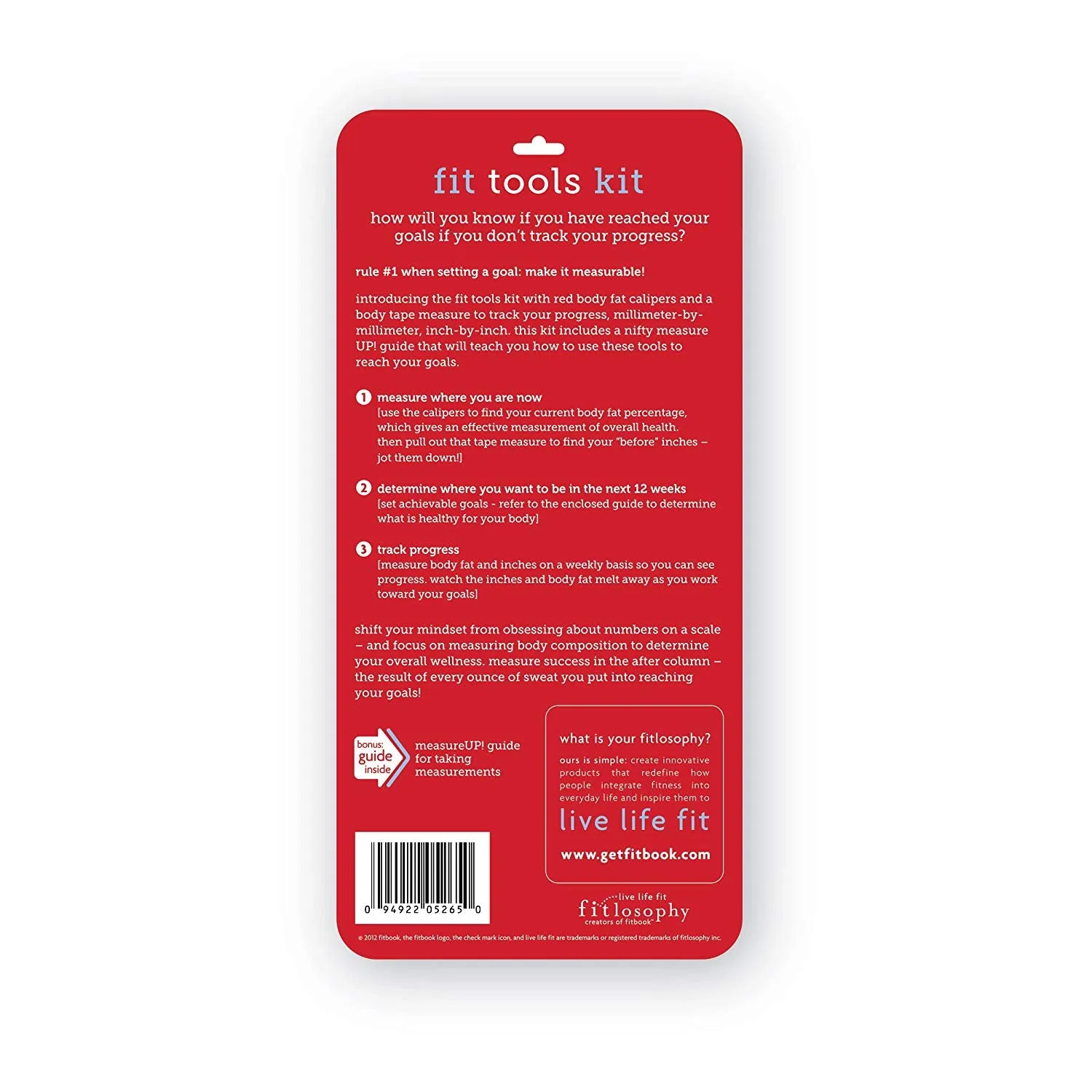 Fit Tools Kit by Fitlosophy with Body Fat Calipers and Measuring Tape