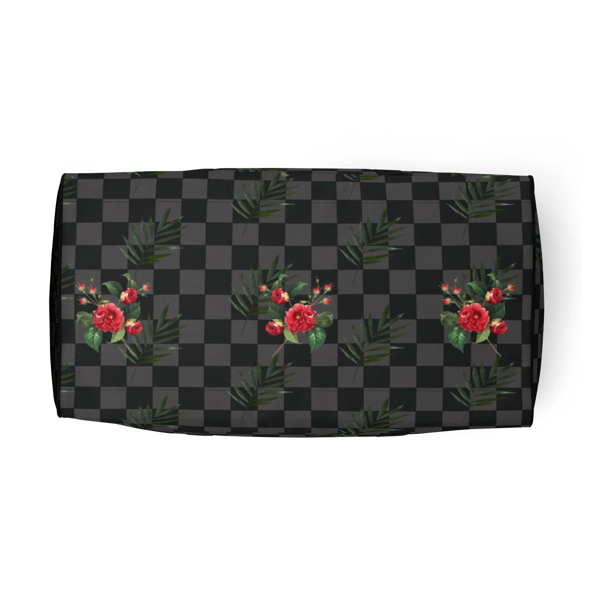 Flower Leaf Classic Plaid Design Hand Held Gym Luggage Travel Bag