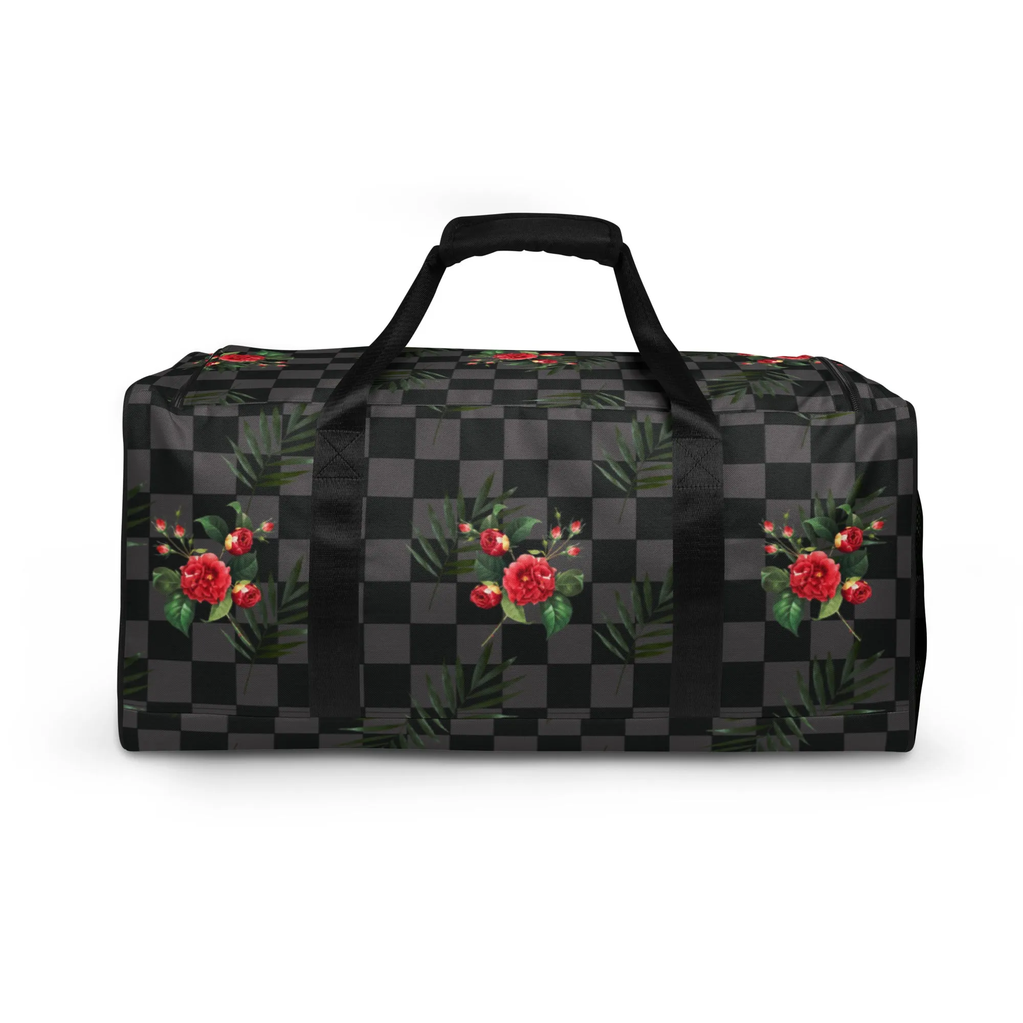 Flower Leaf Classic Plaid Design Hand Held Gym Luggage Travel Bag