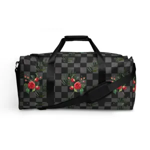 Flower Leaf Classic Plaid Design Hand Held Gym Luggage Travel Bag