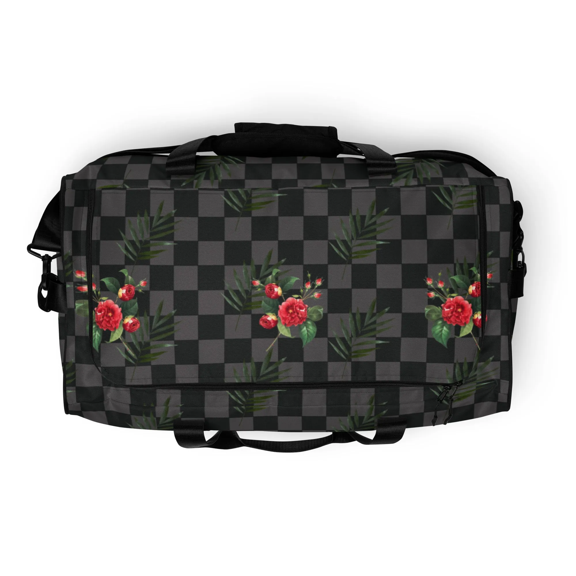 Flower Leaf Classic Plaid Design Hand Held Gym Luggage Travel Bag