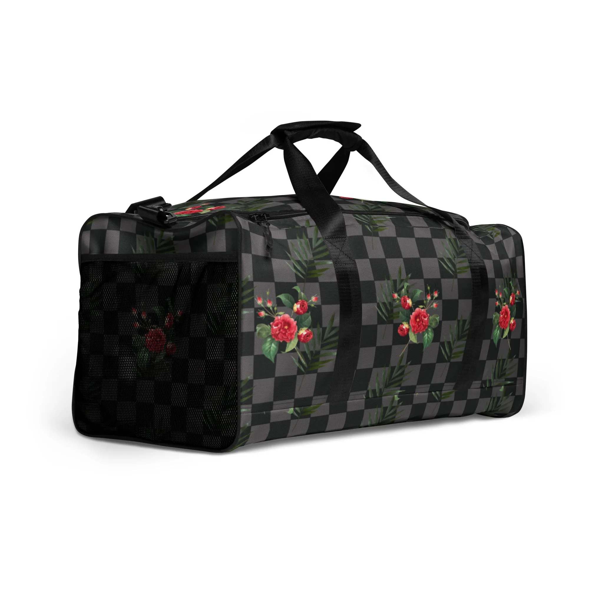 Flower Leaf Classic Plaid Design Hand Held Gym Luggage Travel Bag