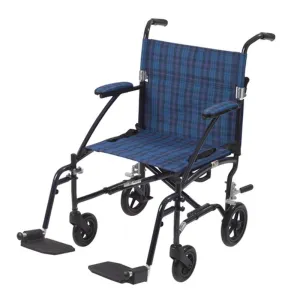 Fly Lite Ultra Lightweight Transport Wheelchair, Blue - 1 Each