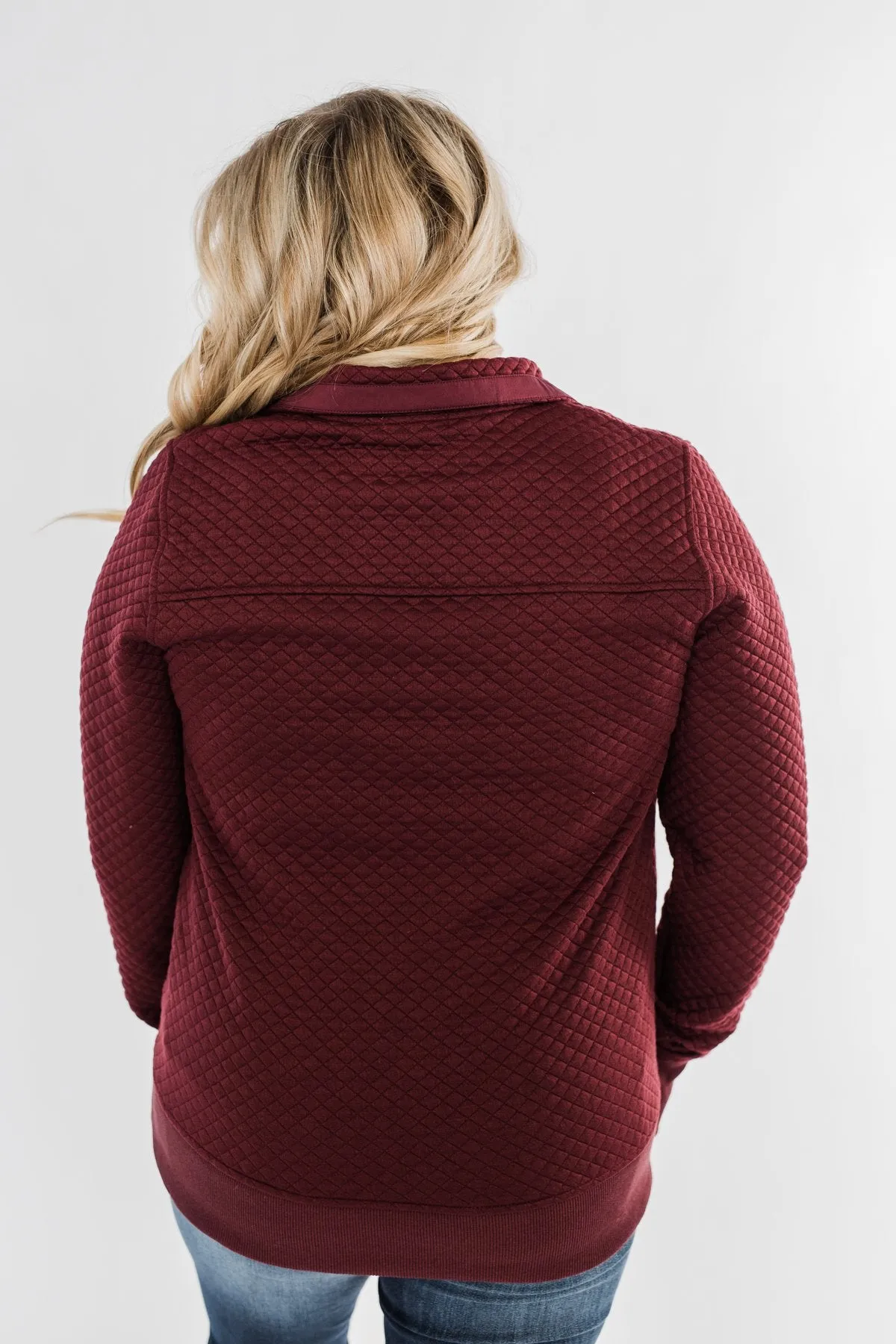 Forever My Friend Quilted Pullover- Burgundy
