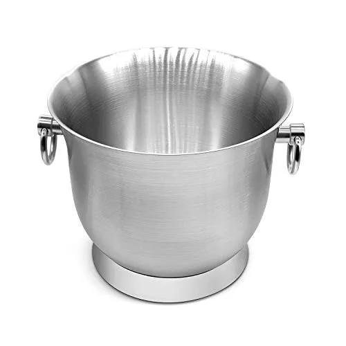 Fortune Candy Insulated Ice Bucket - Double Walled Stainless Steel Ice Bucket with Ice Tongs, Scoop, Lid, and Exclusive Handmade Nylon Holder - 3.3 L, Black