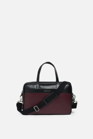 Geneva Leather Messenger Bag with handle in Wine Purple