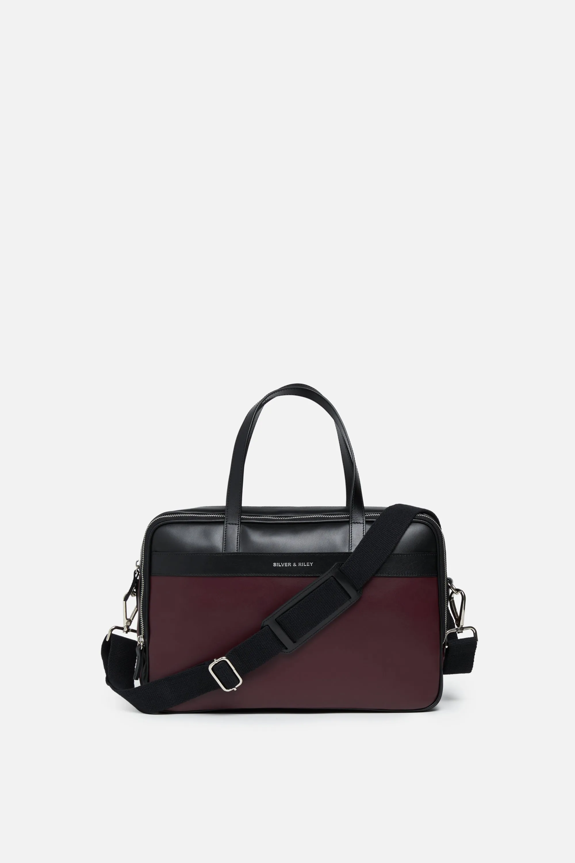 Geneva Leather Messenger Bag with handle in Wine Purple