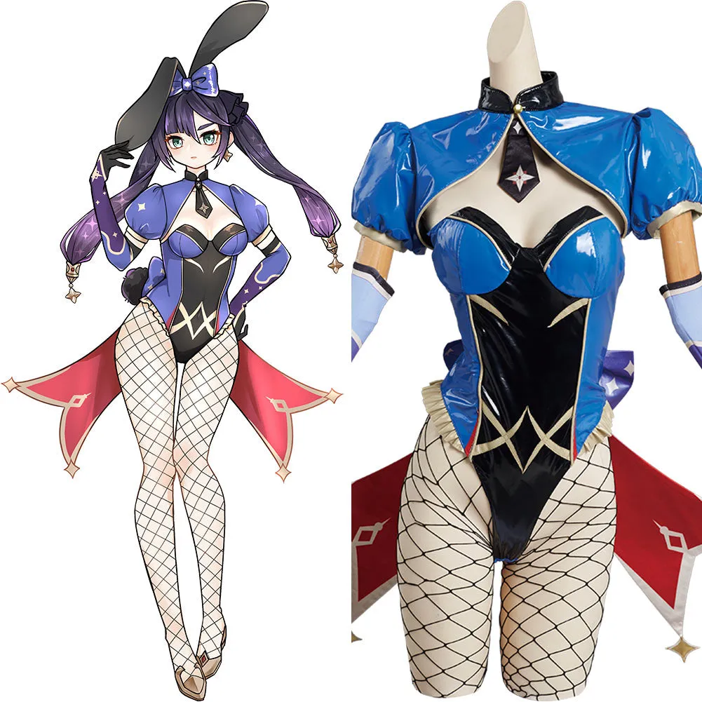 Genshin Impact Mona Bunny Girls Jumpsuit Outfits Cosplay Costume Halloween Carnival Suit