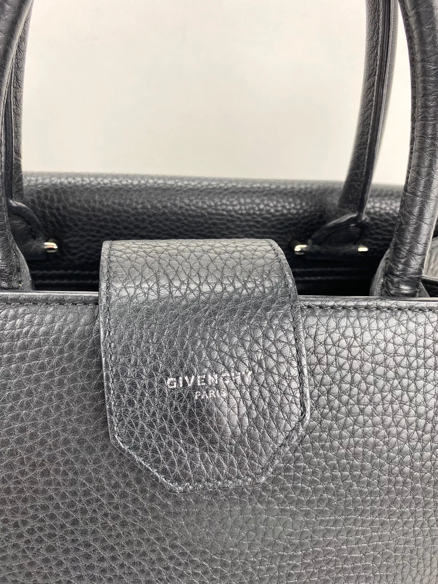 Givenchy Obsedia Medium Flap Black Pebbled Calfskin Satchel Hand Bag
