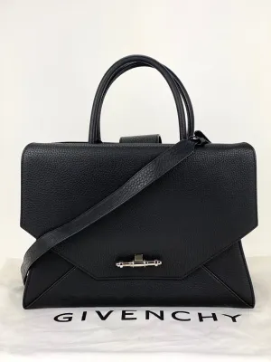 Givenchy Obsedia Medium Flap Black Pebbled Calfskin Satchel Hand Bag