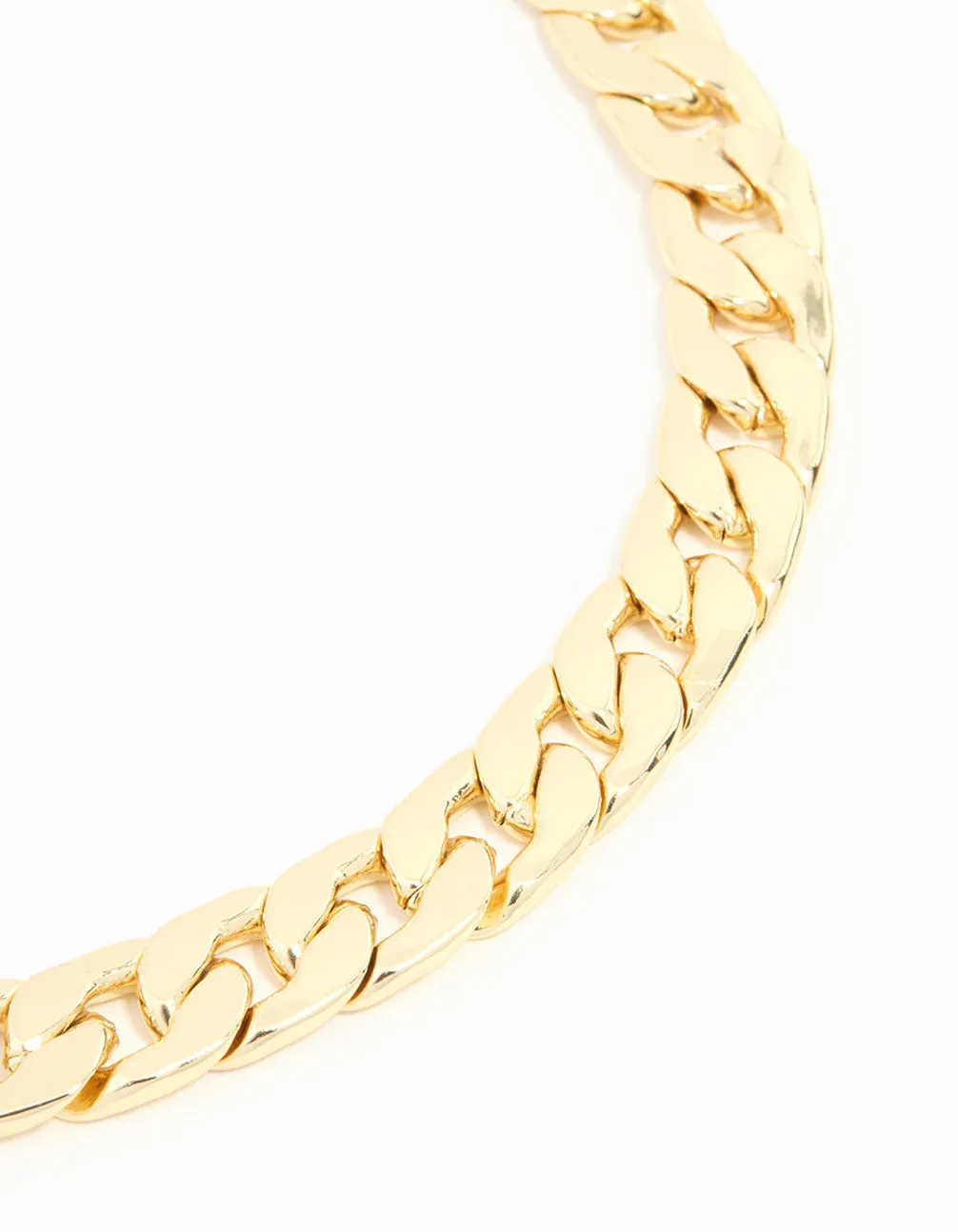 Gold Plated Flat Curb Chain Bracelet
