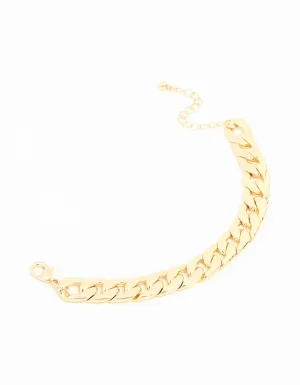 Gold Plated Flat Curb Chain Bracelet