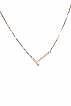 Gold Sideways Initial Pendant Necklace