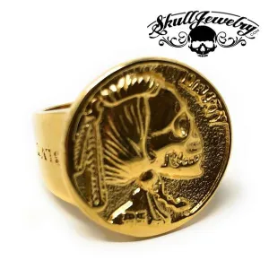 Gold-Tone Classic "Hobo Coin" Stainless Steel Ring (#524Gold)