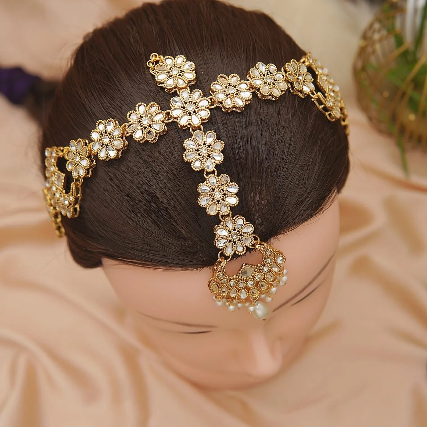 Golden Base Kundan Sheesh Matha Patti