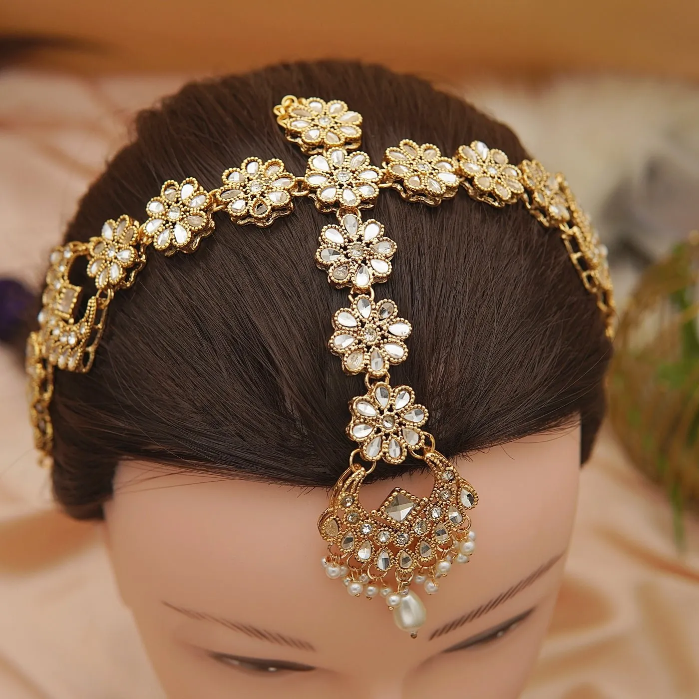 Golden Base Kundan Sheesh Matha Patti