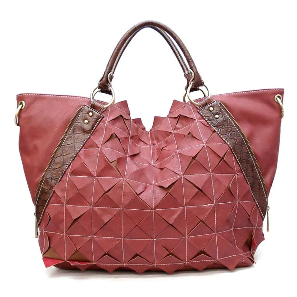 Golden Stud Dual Layers Zipper XL Shoulder Bag Tote rhinestone designer inspired