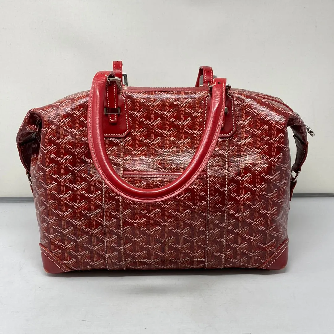 Goyard Red Coated Canvas Boeing Travel Bag 30 Satchel