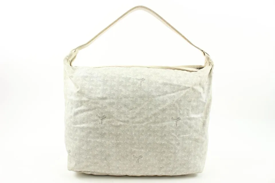 Goyard White Chevron Fidji Zip Hobo Bag 118gy28