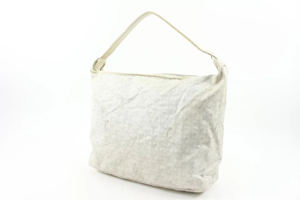 Goyard White Chevron Fidji Zip Hobo Bag 118gy28