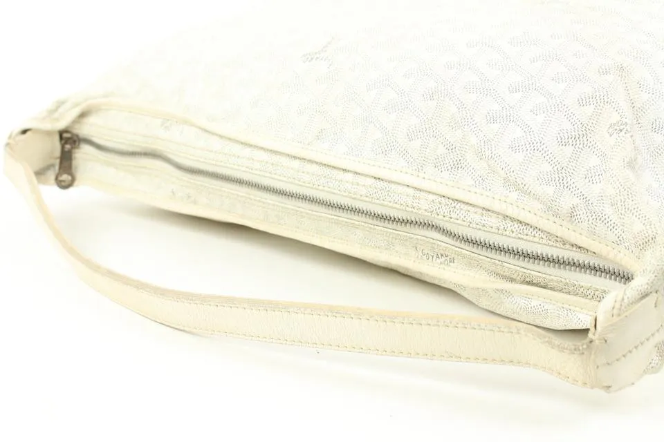 Goyard White Chevron Fidji Zip Hobo Bag 118gy28