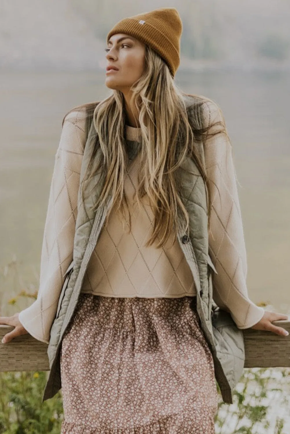 Grass Green Stitched Quilted Vest Jacket with Pockets
