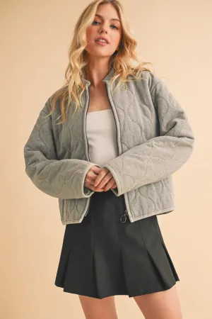 Gray Zip Up Quilted Jacket