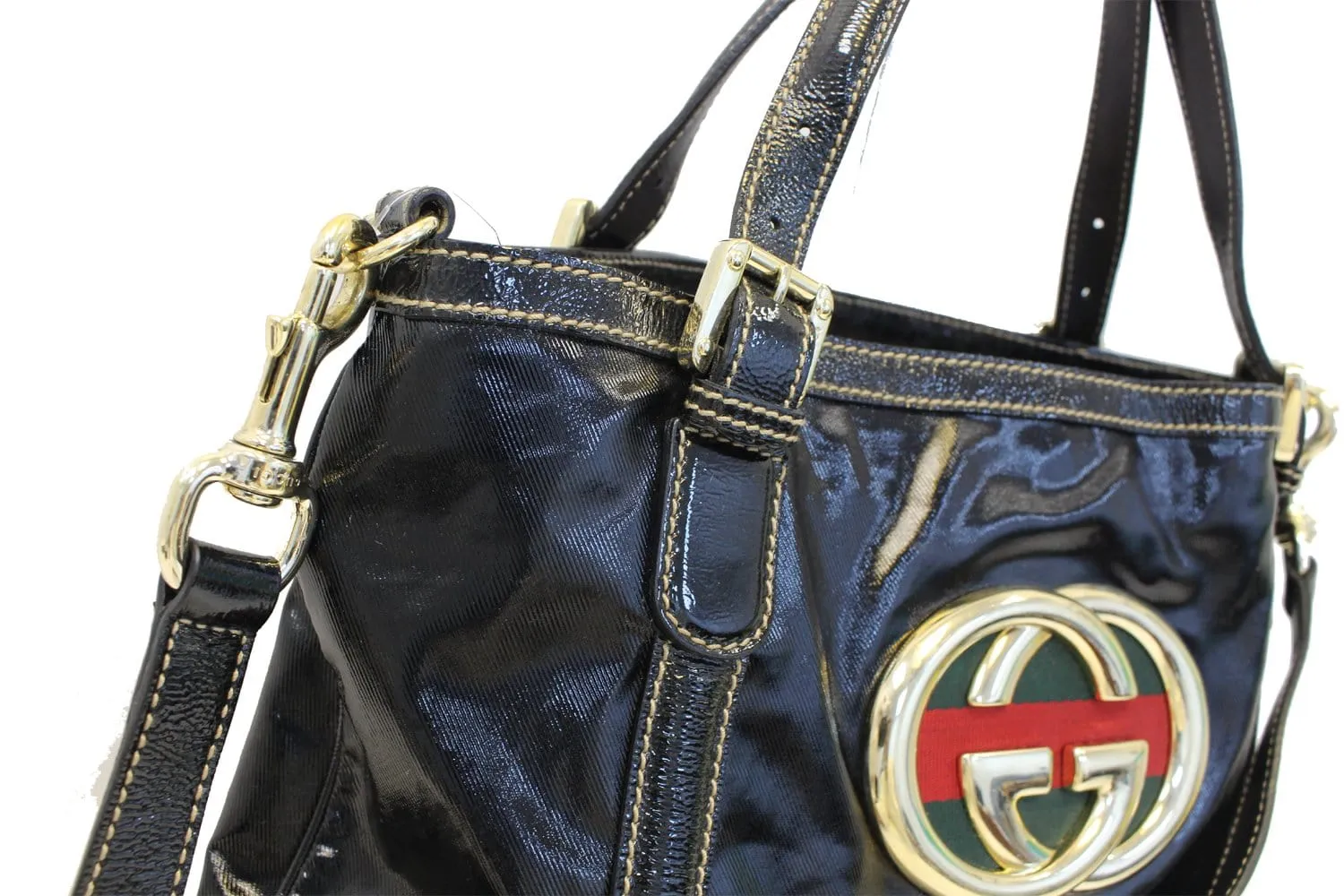 GUCCI 162886 Black Leather Britt Hobo Bag
