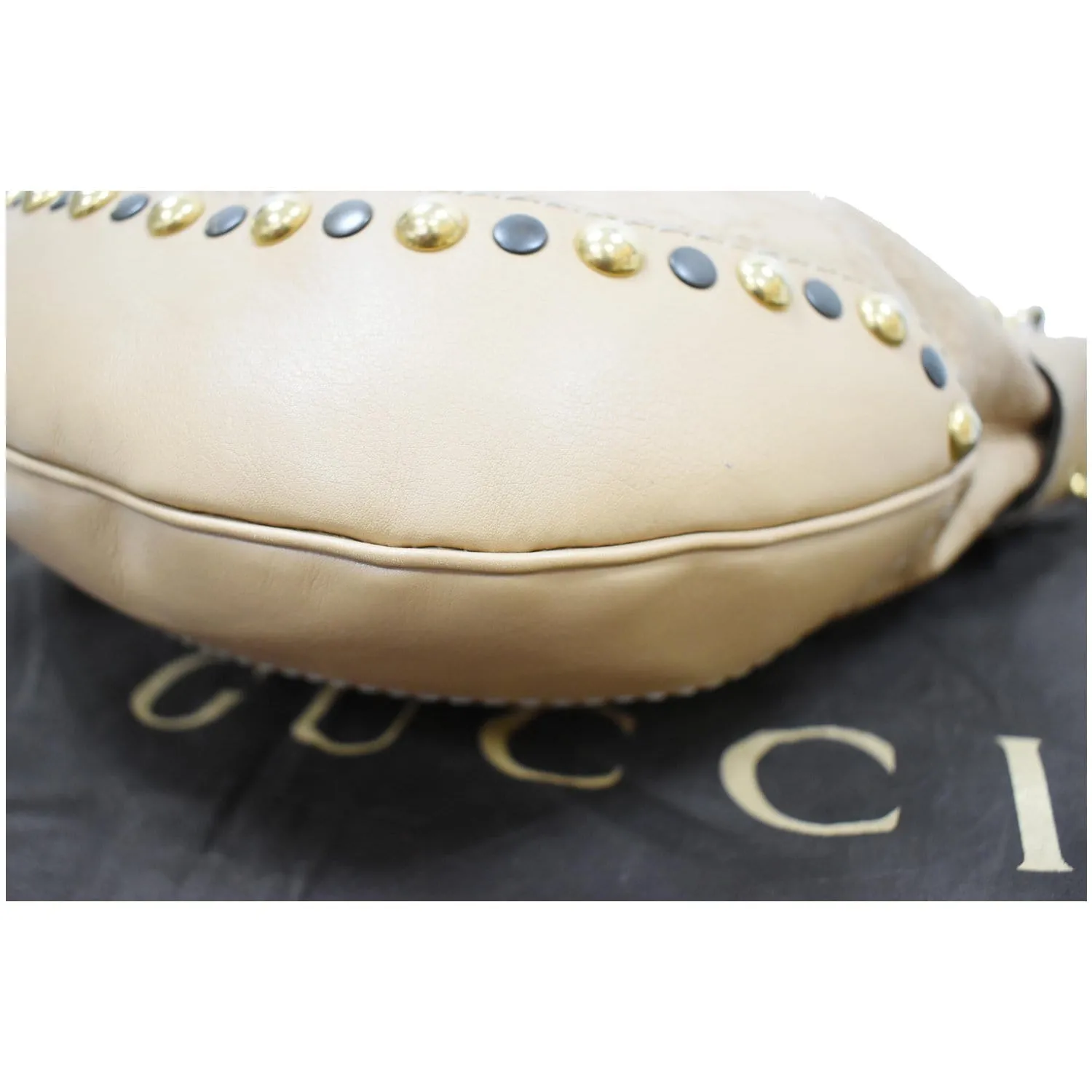 GUCCI Babouska Heart Guccissima Leather Hobo Bag Beige 211965