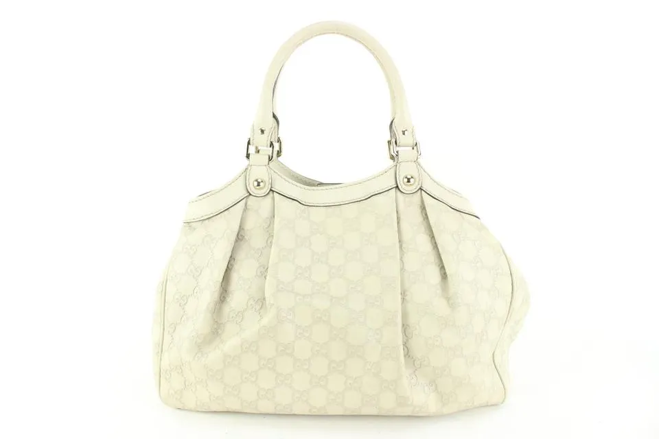 Gucci Beige Guccissima Leather GG Medium Sukey Hobo 74gz429s