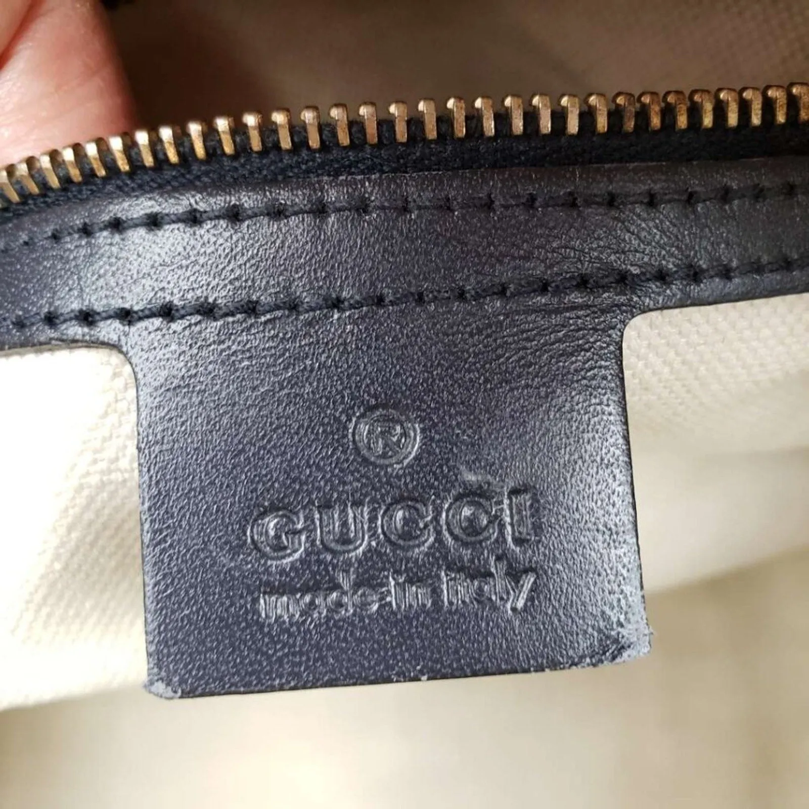 GUCCI Boston Medium Navy GG Cloth Satchel Bag