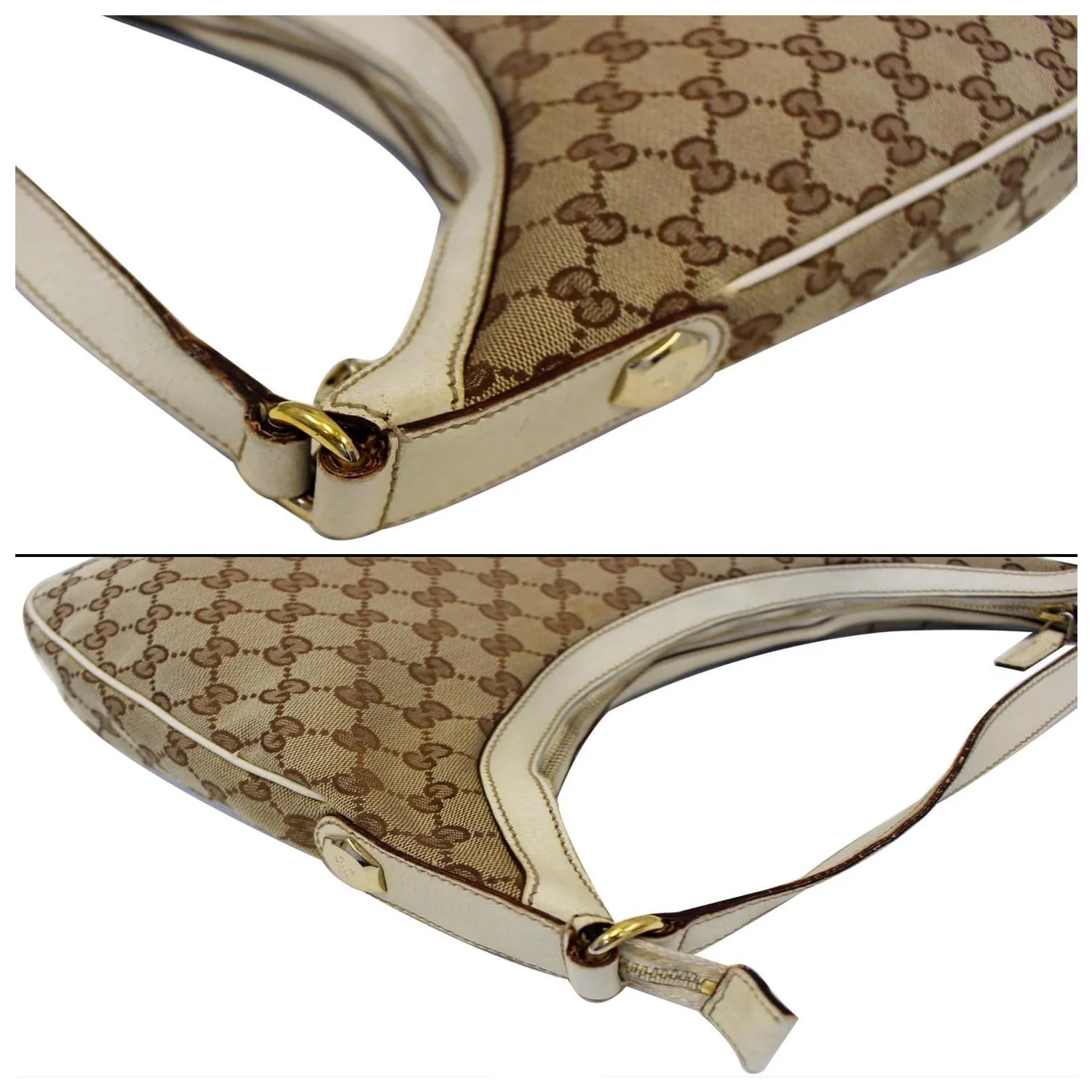 GUCCI Charmy GG Canvas Hobo Bag Beige 153010