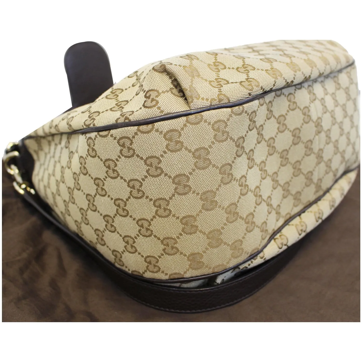 GUCCI Dressage Monogram Web Hobo Bag Dark Brown